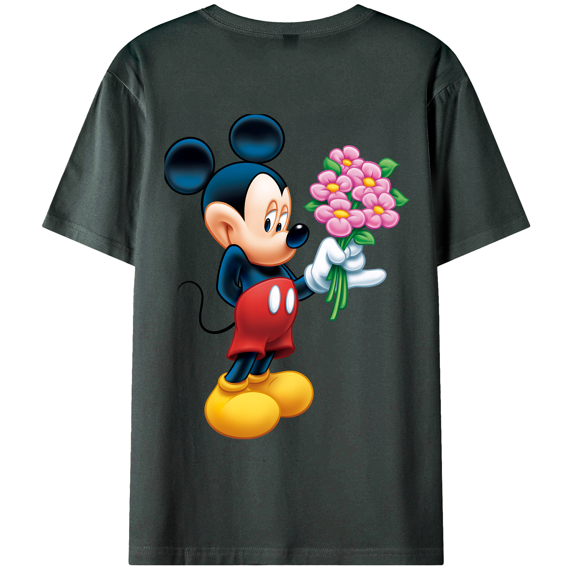 （画像用） ミッキーマウス Mickey Mouse 綿100％ メンズ半袖Tシャツ（バックプリント） 通気性
